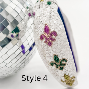 Diademas de Colores Morado, Verde y Dorado, Diademas con Diseño Único, Hechas a Mano con Cuentas Bordadas, Accesorios para el Mardi Gras - Product Image 5