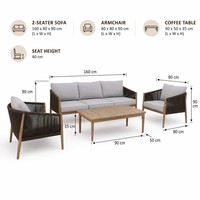 Modernes Aluminium-Gartenmöbel-Set mit Seilgeflecht, Wasserfest, für Wohnzimmer & Hotel-Terrasse