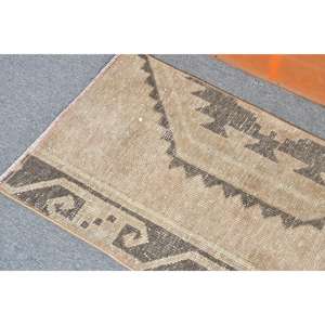 Tapis turc vintage, tapis de 1,6 x 3,2 pieds, petit tapis rayé marron - Product Image 5