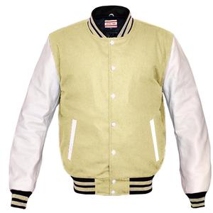 Hommes Napoléon vente en gros Varsity Letterman Baseball noir laine véritable blanc cuir manches veste - Product Image 4