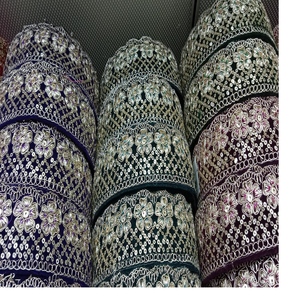 Custom Made with Stone Fixed Machine Embroidered <b>Ribbons</b> & Laces in Various Designs & Colours for <b>Wedding</b> Dresses in 1.25 Inch - Product Image 6