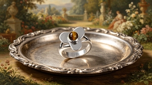 Nueva llegada 925 anillo fino de plata esterlina elegante Ojo de Tigre joyería de piedras preciosas - Product Image 4