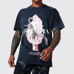 Camiseta de algodón 100% de alto gramaje (220 GSM) con lavado ácido, estampado DTG, estilo oversized, gráfico vintage, hip hop y streetwear, OEM/ODM - Product Image 1