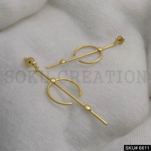 Boucles d'oreilles clous grandes et tendance en laiton plaqué or, faites à la main, serties de pierres, motif chrétien, pour anniversaire SKU6611 - Product Image 2