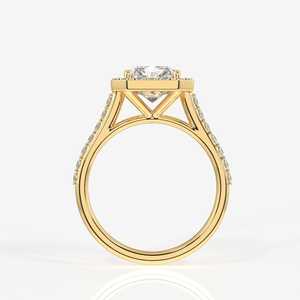 Radiant Cut Moissanite Diamond Halo Compromiso Anillo de plata esterlina - Product Image 2