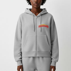 Sudadera de Invierno para Mujer, Talla Grande, Estilo Urbano, Gruesa, Cálida, Transpirable, con Cierre Frontal y Lavado Ácido, Color Sólido, Gran Venta - Product Image 1