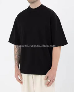 Cuello de embalaje 350G 200 Oversize Summer 300 Gsm Design Cotton Blank Logo Recortado Custom Men's Fit T-Shirts Boxy T Shirt - Product Image 2