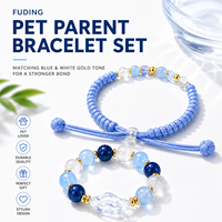 Collier tressé perlé réglable de luxe personnalisé pour animaux de compagnie et bracelet assorti pour parents, avec bracelet tendance