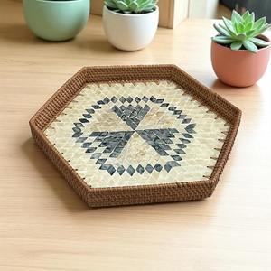 ถาดเสิร์ฟพร้อมไม้ม็อบหวายทำมือถาดสำหรับฝังหอยมุก - Product Image 6