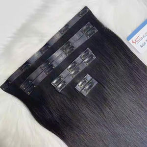 Clip tendance chaud en couleur noire 100% extensions de cheveux Remy vietnamiennes brutes couleur personnalisée prix de gros - Product Image 2