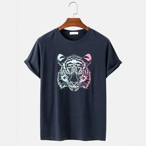 Camiseta de algodón de peso pesado de alta calidad para hombre, camiseta de gran tamaño con logotipo personalizado serigrafiado, Camisetas impresas con logotipo personalizado sólido - Product Image 2