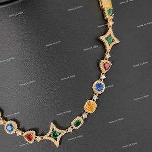 สร้อยคอหินหลากสีสันหรูหรา ประดับด้วยเพชรโมอิสซาไนต์ ตัวเรือนชุบโรเดียม เครื่องประดับสุดหรูสำหรับงานแต่งงาน - Product Image 2