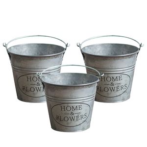 Fancy Design Galvanized Oval Shape Flower <b>Planter</b> With <b>Wood</b> Handle for Home Outdoor Garden Herbs Flower <b>Planters</b> - Product Image 3