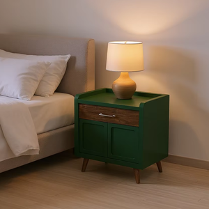 Mesita de noche de alta calidad convertible tradicional de madera maciza de teca para dormitorio, apartamento y muebles de sala de estar - Product Image 1