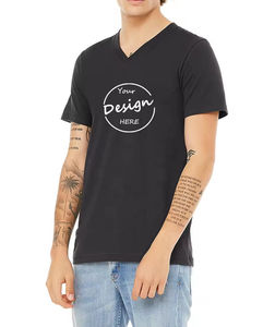 T-shirt d'été personnalisé uni pour hommes t-shirts en coton spandex sérigraphie de gymnastique t-shirts décontractés à col en V pour hommes avec marque privée - Product Image 3