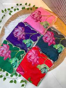 Sari en soie Tebby douce à motif numérique et travail manuel Moti, design Evergreen, fabricant de mode féminine de Surat au prix le plus bas - Product Image 6