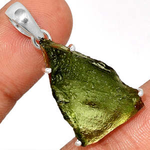 Natural Moldavite Pendant 925 Sterling Silver Pendant Pure Gemstone Silver Pendant Handmade Elegant Prong Setting Pendant - Product Image 1
