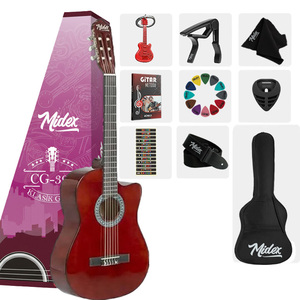 Guitarra Clásica Midex con Varilla de Ajuste, Madera de Abeto, Acabado Brillante, Set para Principiantes y Estudiantes, Funda, Correa, Capo, Libro de Métodos, Púas - Product Image 1