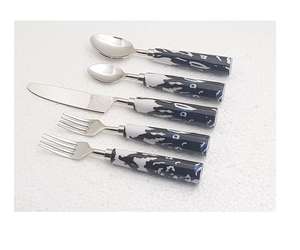 ชุดเครื่องใช้บนโต๊ะอาหารสแตนเลสมือจับหินอ่อนทำจากเรซินใช้ซ้ำได้ชุดเครื่องใช้บนโต๊ะอาหารสำหรับเดินทาง - Product Image 3