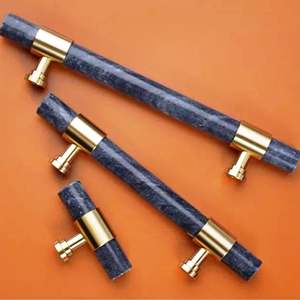 Compra perilla redonda de mármol y madera con tiras de latón Venta caliente perillas de mármol con tamaño de forma de color personalizado Hecho EN LA India Artículo - Product Image 6