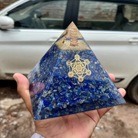 Pyramide d'Orgone en Lapis Lazuli Sculptée à la Main, Symbole de Metatron Naturel, Guérison Énergétique, Feng Shui, Écologique, Faite à la Main, Porte-Bonheur