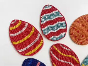 Sous-verres à broderie multi-perles de forme ronde en gros fabriqués à la main \ caboteur de perles de verre - Product Image 6