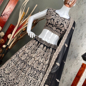 Vêtements de soirée brodés en fil de dentelle lehenga choli vêtements traditionnels indiens nouveaux designs dans un nouveau style tendance - Product Image 1