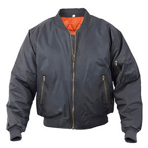 Blouson d'aviateur à fermeture éclair pour hommes blouson à logo personnalisé OEM pour hommes blousons pour hommes logo fermeture éclair avant manches longues poignets élastiques - Product Image 1