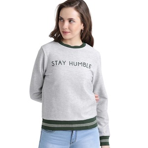 Sudadera de cuello redondo de mujer de lana de algodón con logotipo bordado personalizado 2025 para mujer - Product Image 1