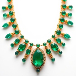 Geometric Vintage High Quality Waterproof Green Necklace Women's Jewelry <b>Set</b> Wholesale for <b>Girls</b> - Product Image 4