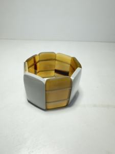 Brazaletes de cuerno de búfalo hechos a mano, pulseras, acabado natural, forma de bloqueo con incrustaciones de diamantes para bodas - Product Image 2