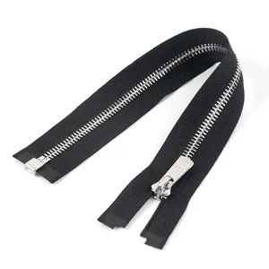 Wholesale Luxury Shiny Silver European Teeth Zipper Clothing Metal Zipper Cremallera Custom 5# Metal Teeth Zipper Tape