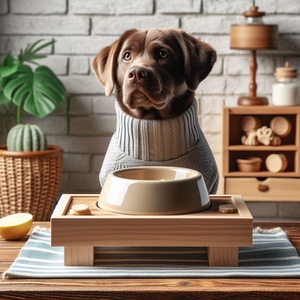 Ensemble de bols de nourriture et d'eau en céramique pour chiens avec support en bois pour chiots bols blancs élégants antidérapants pour chiens et chats - Product Image 1