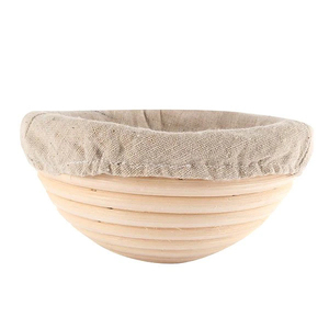 Cesta redonda de mimbre con lino para almacenamiento de alimentos, cesta de mimbre para pan, artesanías, productos de fábrica de Vietnam - Product Image 1