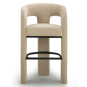 Taburete de Bar Moderno Tapizado en Terciopelo con Base Metálica, Asiento para Barra de Cocina, Hogar, Hotel o Isla - Product Image 5
