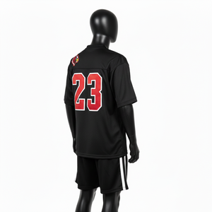 ชุดเสื้อและกางเกงบาสเก็ตบอลชาย คุณภาพสูง ผ้าตาข่ายโพลีเอสเตอร์ 180GSM น้ำหนักเบา สีชมพูขาว  พร้อมปักโลโก้ตามสั่ง สำหรับผู้ชาย - Product Image 5