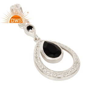 Best Selling Sterling Silver Natural White Topaz & <b>Black</b> Onyx Gemstone Dangle <b>Earring</b> Custom Jewelry <b>For</b> <b>Women</b> Gift <b>For</b> Her - Product Image 2