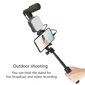 Kit de Trípode con Micrófono y Luz LED AY-49 para Equipos de Transmisión en Vivo - Product Image 5