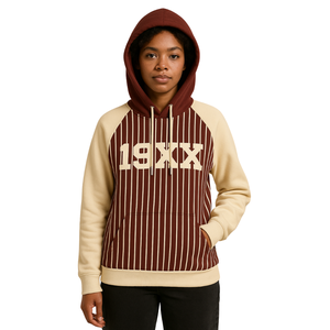 DST Delta Maroon Body Neutral Raglan Pinstripes Sudadera con capucha Mezcla de algodón Hermandad de mujeres griega Ropa HBCU Soror Sudadera con capucha Ropa - Product Image 1
