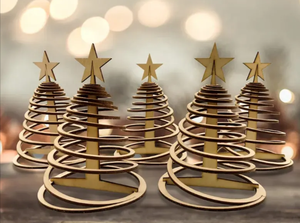 Mini figurine d'arbre de Noël en bois-Petite décoration de vacances pour table ou étagère VIET FARGIMEX - Product Image 4