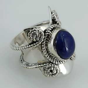 Anillo Boho con Piedra de Nacimiento de Septiembre, Hecho a Mano en Plata de Ley 925 con Incrustaciones de Lapislázuli, Diseño Ovalado Moderno, Regalo Perfecto para su Cumpleaños - Product Image 2