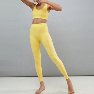 Femmes Gym Fitness Spandex Leggings serrés avec poche de contrôle du ventre en gros uni solide motif Nylon Polyester Yoga pantalon - Product Image 2