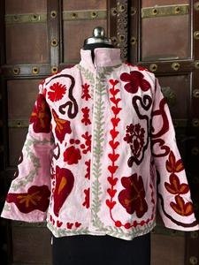 Haut ample décontracté pour femmes, automne/hiver, broderie en coton, respirant, velours tissé, veste blouson - Product Image 2