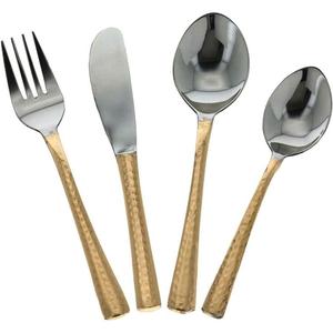 ชุดเครื่องเงินสีทองคุณภาพสูงชุดเครื่องใช้บนโต๊ะอาหารสำหรับงานแต่งงานทำจากสเตนเลสมีที่จับสีเทาและของตกแต่งโต๊ะ - Product Image 3