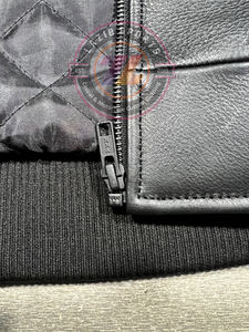 Vestes bomber à fermeture éclair de style streetwear, fabrication sur mesure, vente en gros, cuir de vache véritable, cuir pleine fleur naturel, approvisionnement en usine - Product Image 5