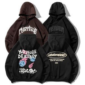 Sweat à capuche court surdimensionné de haute qualité unisexe Logo personnalisé, fabricant de sweats à capuche en coton personnalisés pour hommes, sweat à capuche imprimé bouffant personnalisé 500Gsm - Product Image 1