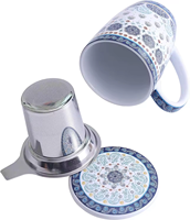 Tasses à thé imprimées en céramique rétro élégantes personnalisées directement en usine tasse en céramique de 12oz tasse à thé en porcelaine avec infuseur et couvercle
