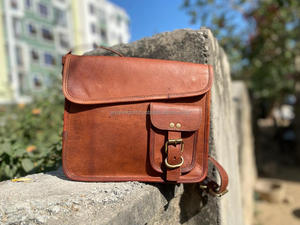 Bandolera de cuero de cabra Real hecha a mano para portátil, 9x11 pulgadas - Product Image 5