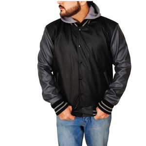 Sudadera con capucha de manga de cuero Letterman Varsity chaquetas Biker motocicleta gran oferta hecho a medida grueso polar de gran tamaño con capucha transpirable - Product Image 2
