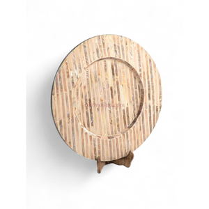 Assiette de présentation de luxe en nacre marron et bambou avec finition naturelle pour repas décontractés et décoration intérieure - Product Image 2